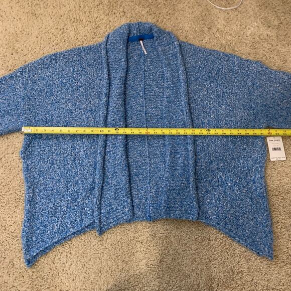 Free People blue BFF knit open-front fuzzy cardigan sweater size XS NWT - Picture 9 of 10